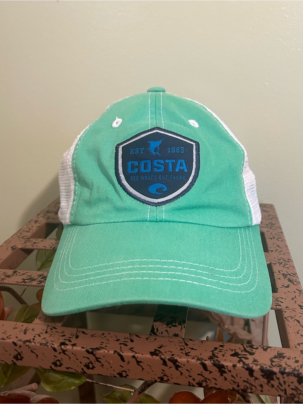 Costa Del Mar Shield Trucker Hat Seafoam Green White Adjustable Fishing Cap
